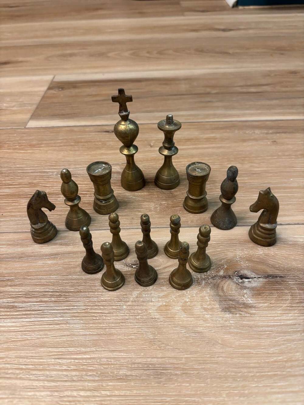Vintage Brass Chess Pieces Set 1 player pieces